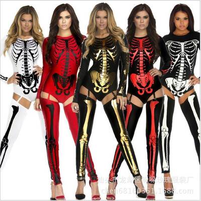Skeleton Zombie Ghost Bride Costume, Scary