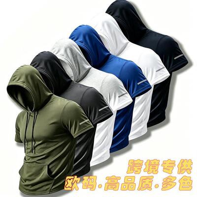 Men’s casual hooded T-shirt breathable short-sleeve fitness