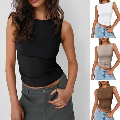 SolidColorRoundNeckTankTop