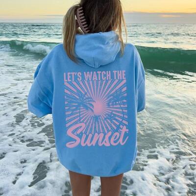 X 44967 Women Sunset Hoodie Oversized Beach宽松卫衣