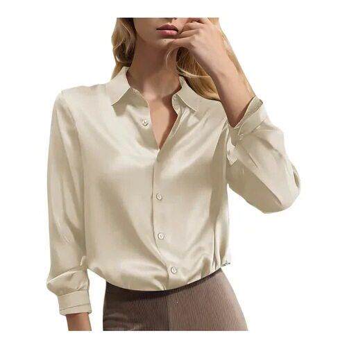 W 75084 Women Long Sleeve Shirt Satin Lapel缎面衬衫
