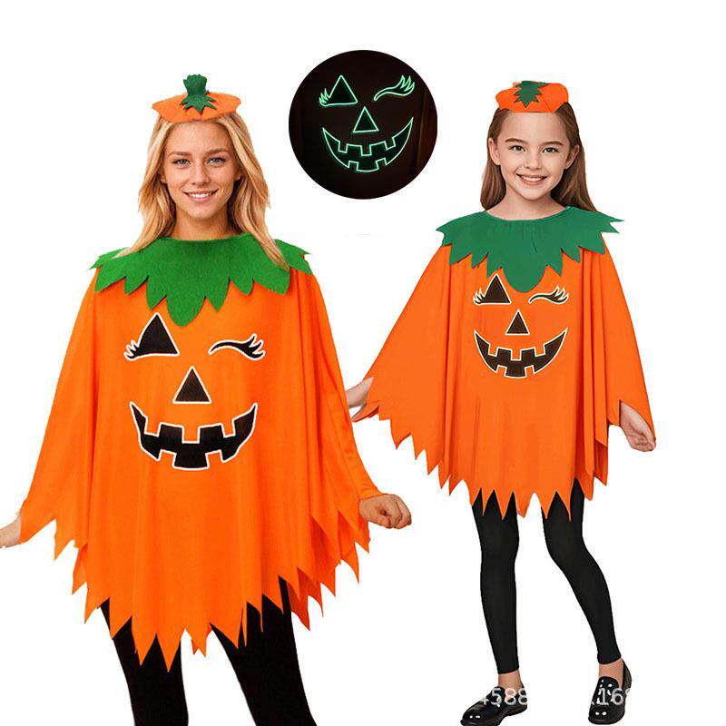 Halloween Glow Pumpkin Costume Headband Candy Bag Cloak