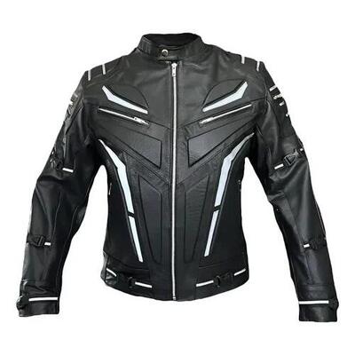 Z 79688 Reflective Protection Leather Jacket机车皮夹克