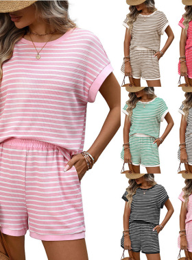 Women'sSummerStripedRoundNeck