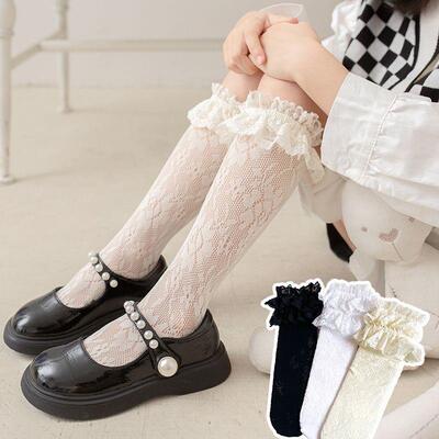 Women's & Lace Knee-High Socks Cute Large Lace Trim Ruffle