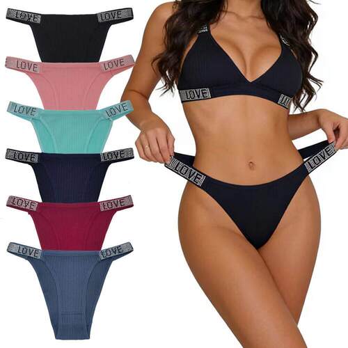 New Arrival 12pcs Women's Sexy Letter Print Thong Panties