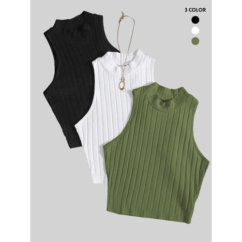 SolidRibbedTankTopCasual