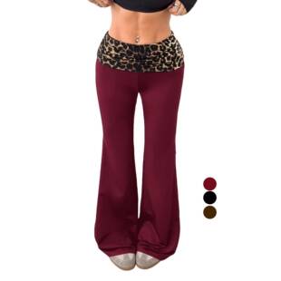 Two-piece Set Women's Leopard Print Halter Top & Flare Leg