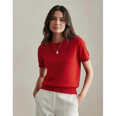 P 65227 Women Casual Sweater Knitted Embroidered针织毛衣