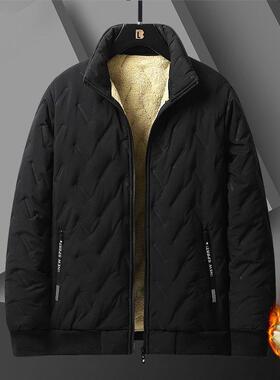 Men's Stand Collar Fleece Cotton Jacket with Waterproof
