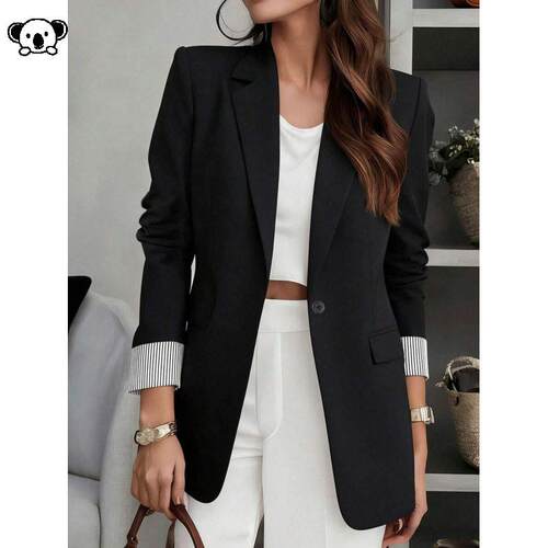 A 73743 Women Business Casual Blazer Solid Color西装外套