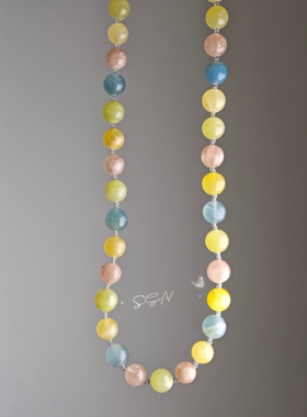 原创设计天然糖果色方解石项链