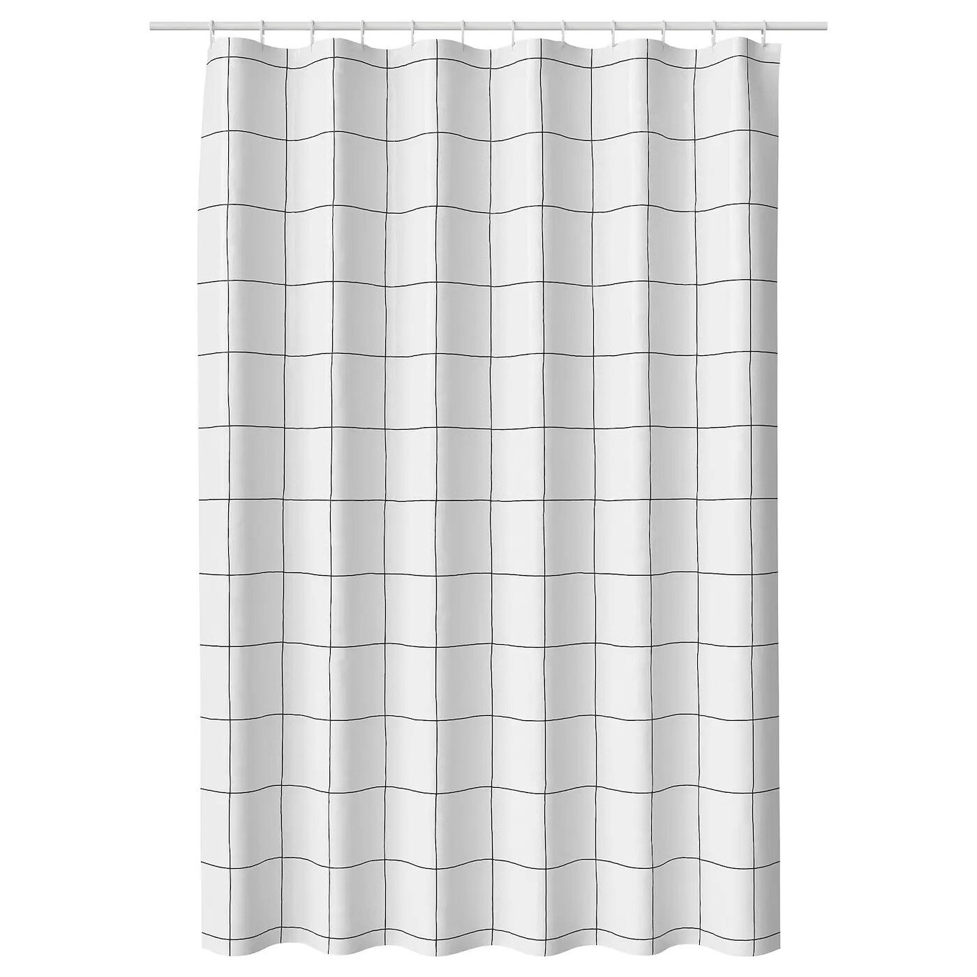 IKEA/宜家 杰莫塔尔 浴帘白色格子浴帘180x200浴室帘子防水隔断帘