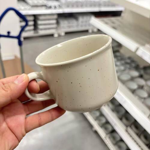 IKEA宜家 DAGGASTER 达嘉斯特 大杯咖啡杯带有圆点/淡米色400毫升