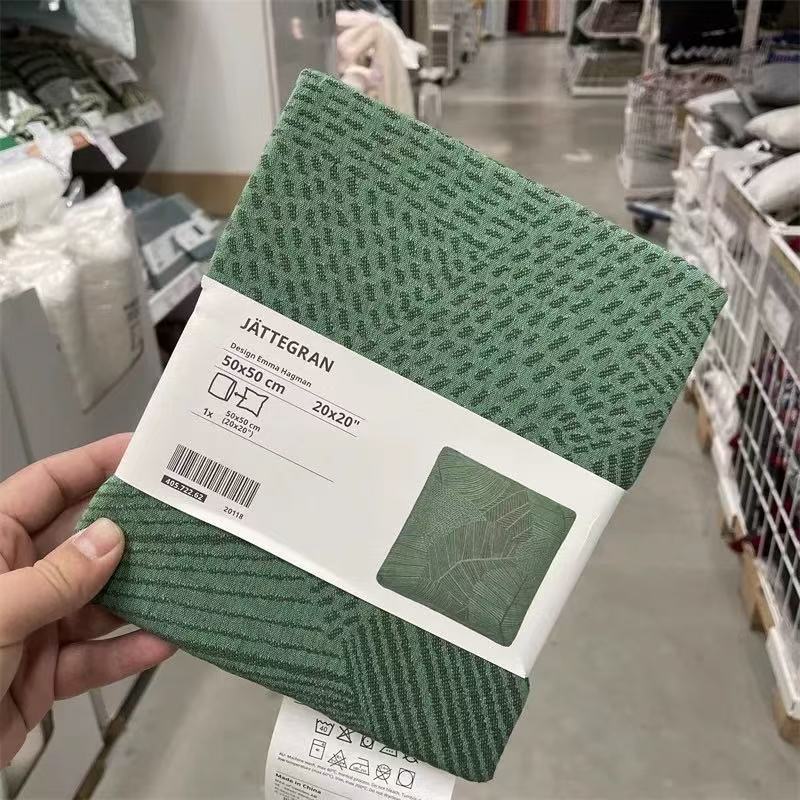 IKEA宜家  耶特格兰垫套靠垫抱枕套提花编织全棉绿色耐用耐脏百搭