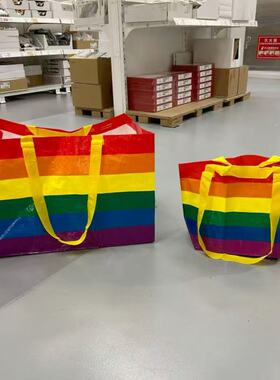 IKEA宜家 斯托诗通 手提袋彩虹环保购物袋子折叠便携储物通勤袋