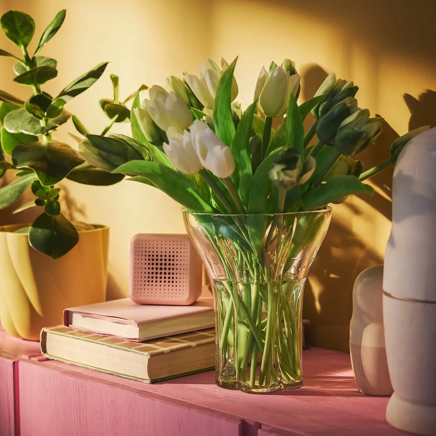 IKEA宜家 多夫利普透明玻璃花瓶花器花朵形装饰大口径插花瓶子