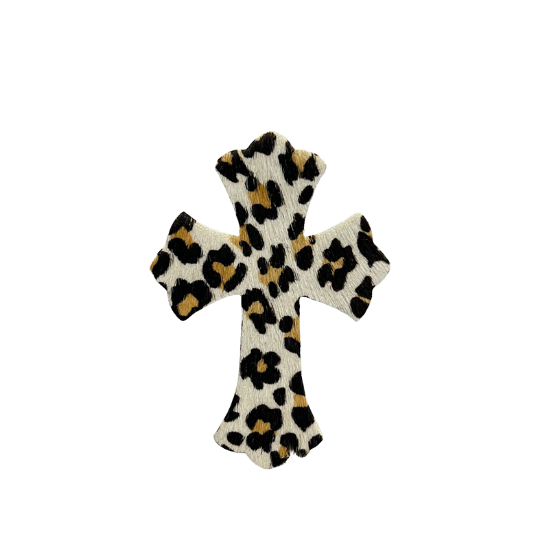 4.5*6.5cm马牛毛补丁贴十字架皮标真皮皮标真毛（马毛291-309）