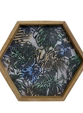 原创设计六边形托盘木质竹子真皮真毛轻奢新款香薰托盘ins收纳盘