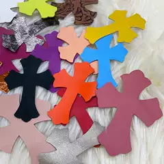 Patch Cross Leather Label Sheepskin Large and Small Leather Labels Genuine Leather DIY Multiple Colors in Stock (Sheepskin 23-45)