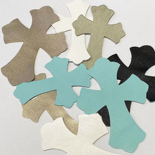 十字架皮标羊皮十字皮标真皮多颜色浅蓝现货