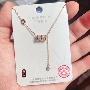 闪亮银饰通体S925纯银莫桑钻时尚锁骨项链女百搭气质 86#
