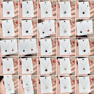 闪亮银饰通体S925纯银微镶四叶草花朵时尚 锁骨项链女百搭104