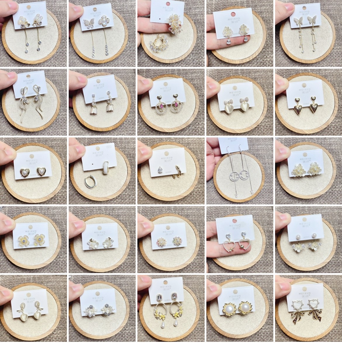 美讯耳饰新款微镶珍珠花朵爱心蝴蝶结时尚耳环耳钉耳扣女百搭