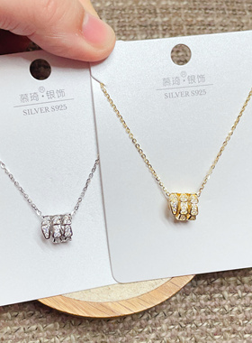 慕琦银饰通体S925纯银微镶小蛇个性时尚锁骨项链女百搭气质潮