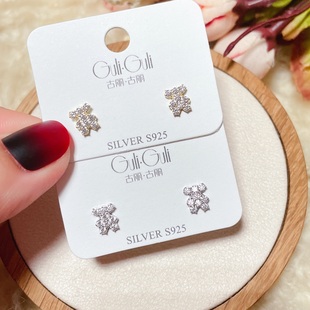 古丽古丽耳饰新款微镶迷你可爱小熊时尚耳钉女百搭气质精致潮