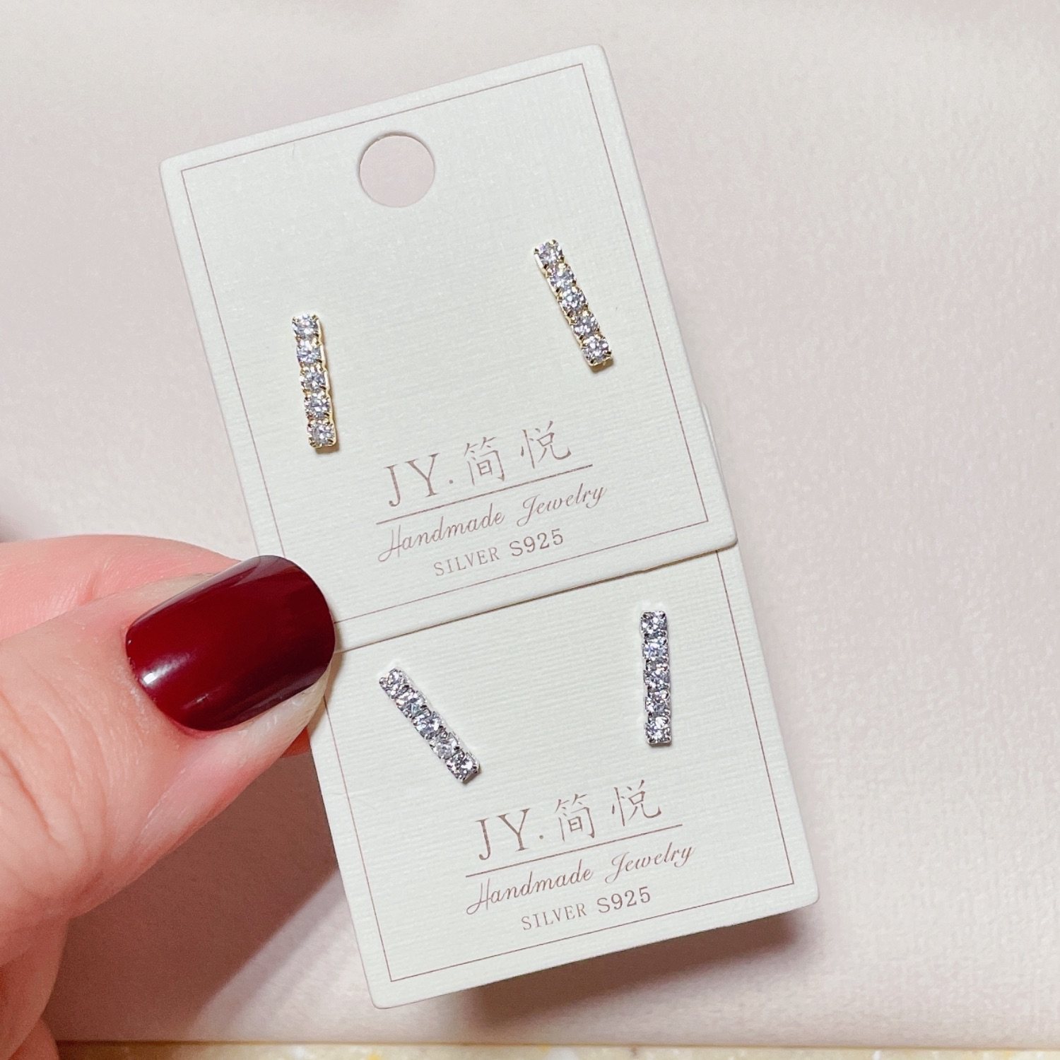 纯银微镶锆石百搭冷淡风耳钉