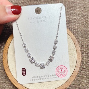 闪亮银饰通体S925纯银莫桑钻时尚锁骨项链女百搭气质优雅潮76#