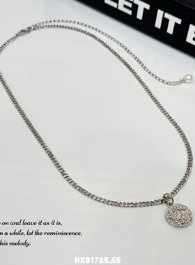 丽银饰品气质时尚休闲个性圆形小天使吊牌项链