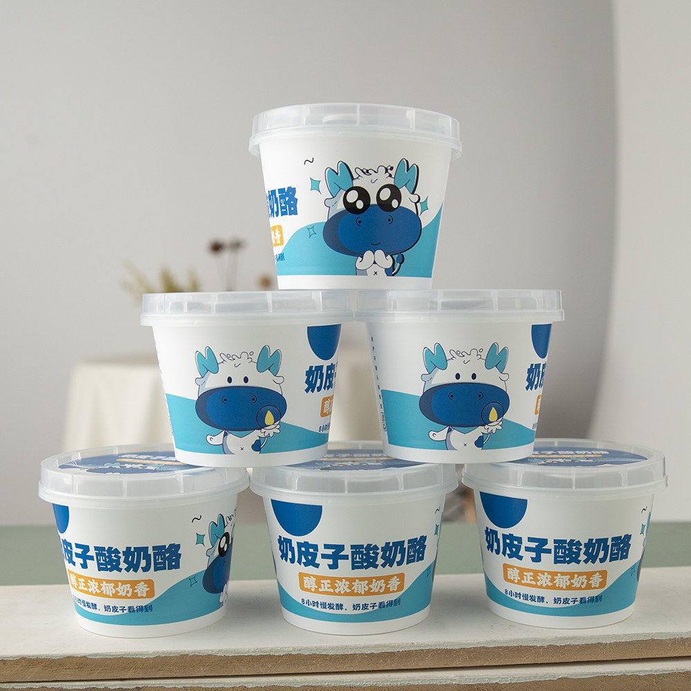 新品奶皮子酸奶包装盒加厚带盖塑料杯可发酵奶酪一次性甜品打包盒