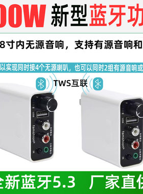 多功能家用直插式蓝牙功放机8寸内音箱通用 u盘播放TWS互联无损音