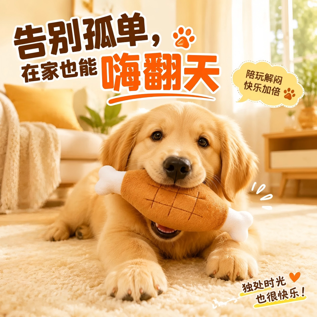 双骨头鸡腿毛绒狗狗玩具发声磨牙玩具小狗玩具中小型犬猫宠物玩具图片