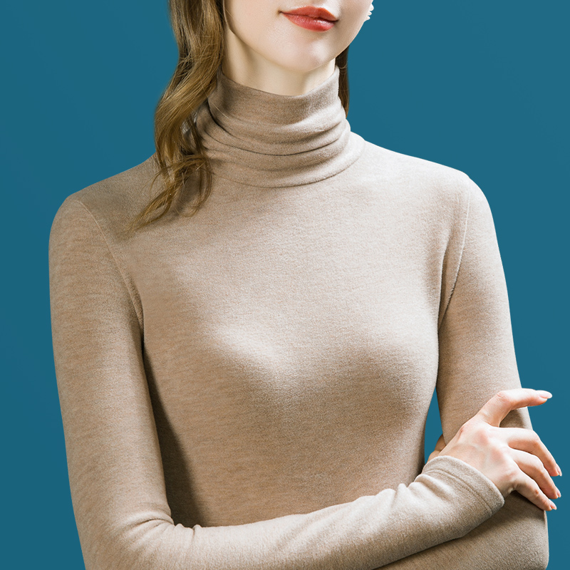 蚕丝羊毛长袖百搭厚堆堆领德绒