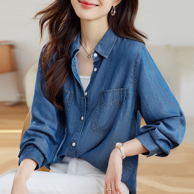 天丝莱赛尔牛仔长袖衬衫女