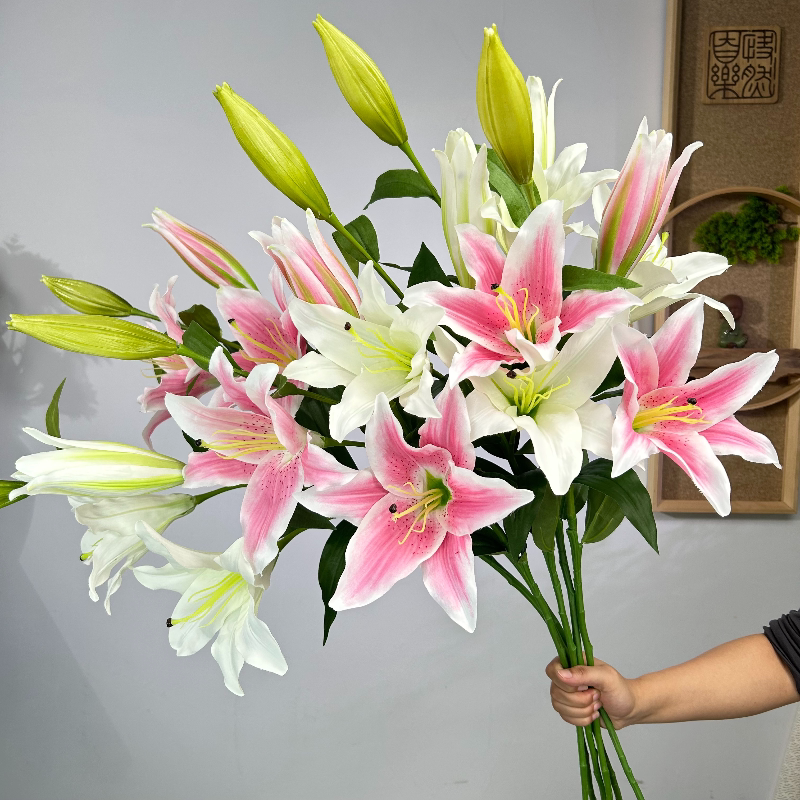 仿真布兰卡百合高枝装饰花假花绢仿真花/假花
