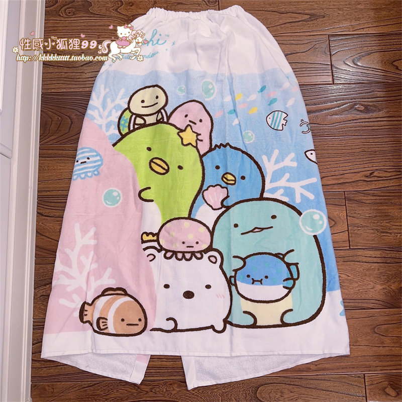 可爱角落生物浴裙2024新款浴巾裹胸全棉可穿可裹抹胸浴巾纯棉吸水