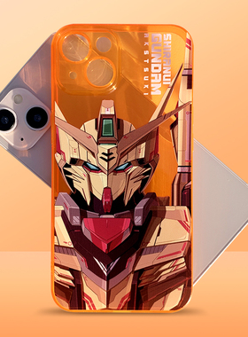 GUNDAM拂晓高达手机壳新款17pro防摔壳适用苹果16promax 15/14金橙色半透明软壳iPhone13pro动漫12pro二次元