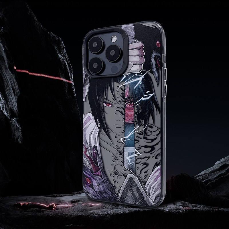 火影忍者佐助适用苹果15promax磨砂透黑iPhone16全包13防摔镭射壳红米Turbo3动漫二次元周边保护套一加ace3