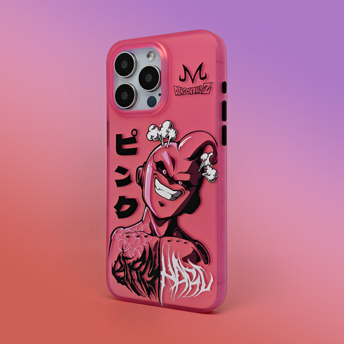 原创魔人布欧17磨砂动漫保护壳适用iPhone16promax七龙珠周边磨砂玫红色15镭射防摔苹果14手机壳二次元