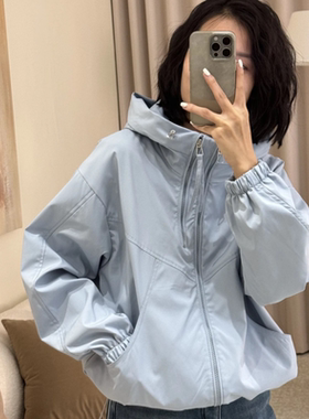 短款外套小个子宽松休闲夹克上衣小众双拉链冲锋衣2025春秋新款