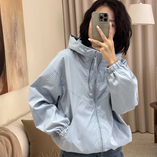 短款外套小个子宽松休闲夹克上衣小众双拉链冲锋衣2025春秋新款