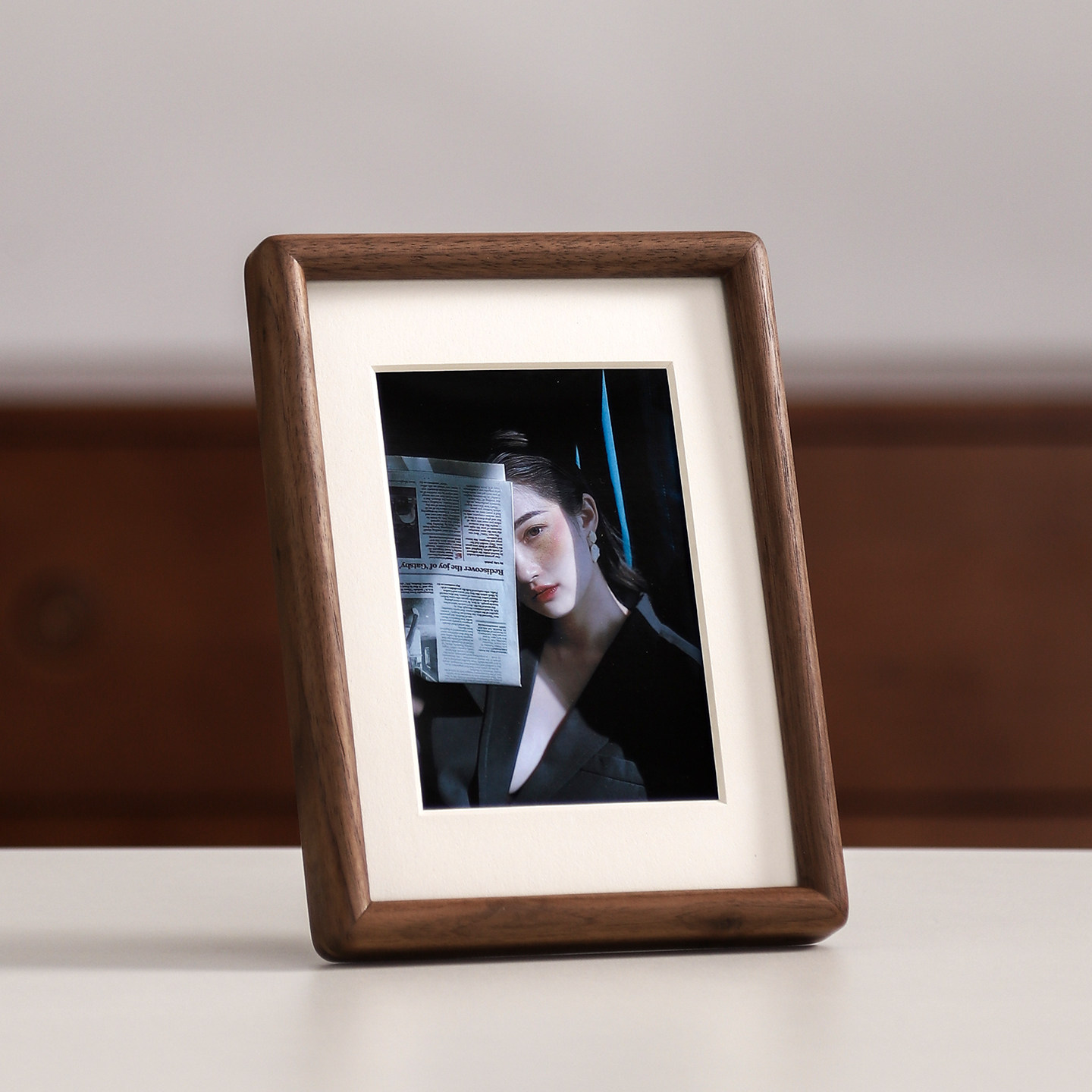 实木胡桃榫卯相框678寸摆台