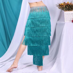 舞娘2025夏季新款肚皮舞拉丁融合下装练习演出服性感鼓舞流苏裙子