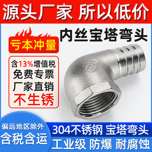 宝塔直角内丝牙螺纹皮管90度弯头
