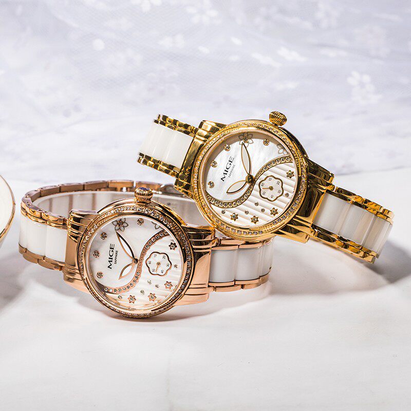 米格mige陶瓷石英女表镶钻夜光时尚防水气质女表香榭丽系列mg5510