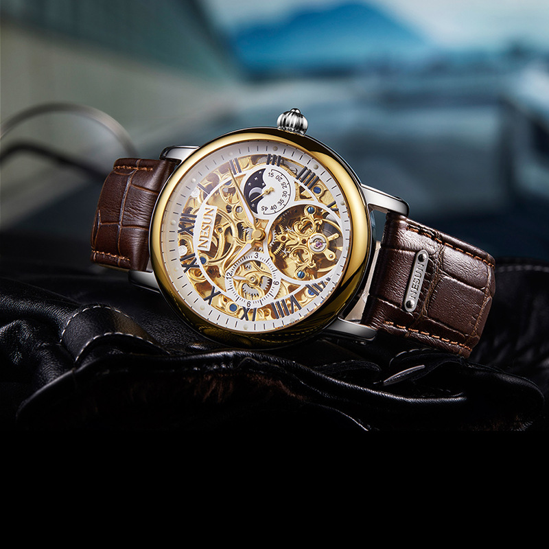 全自动机械手表尼尚镂空韩版男表